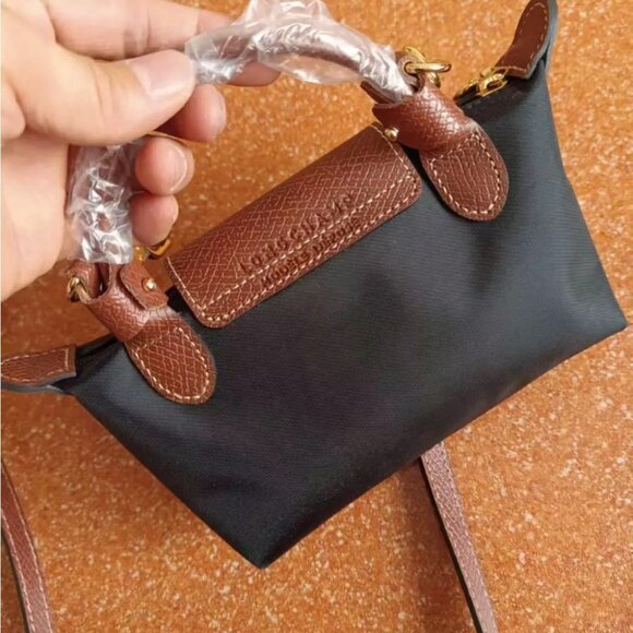 Longchamp Le Pliage XS Black Brown Mini Shoulder Bag Pouch Outlet Duty free - Picture 3 of 6